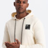 Ombre Men's kangaroo sweatshirt with hood and logo - cream