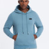 Ombre Men's kangaroo sweatshirt with hood and metal pin - blue
