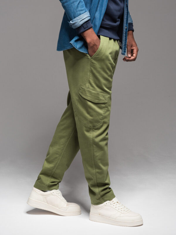 Ombre Men's knit joggers with cargo pockets - olive