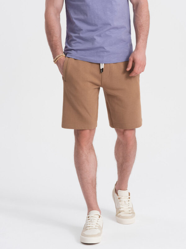 Ombre Men's knit shorts with drawstring and pockets - brown