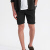 Ombre Men's knit shorts with rolled up legs - black