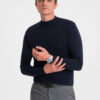 Ombre Men's knitted half-golf with viscose - navy blue