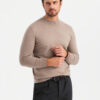 Ombre Men's knitted half turtleneck with viscose - dark beige
