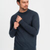 Ombre Men's knitted half turtleneck with viscose - navy blue