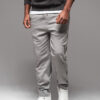 Ombre Men's knitted joggers with cargo pockets - light grey
