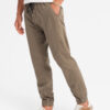 Ombre Men's knitted joggers with pleats - dark brown