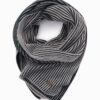 Ombre Men's knitted scarf with two-tone stripes - grey and black