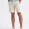 Ombre Men's knitted shorts with drawstring and pockets - cream