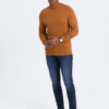 Ombre Men's knitted single-color turtleneck with viscose - camel
