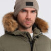 Ombre Men's knitted sweater-weave cap with patch - ash