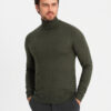 Ombre Men's knitted turtleneck with viscose - dark grey