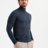 Ombre Men's knitted turtleneck with viscose - navy blue