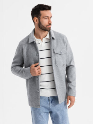 Ombre Men's lightweight fleece jacket with viscose - gray