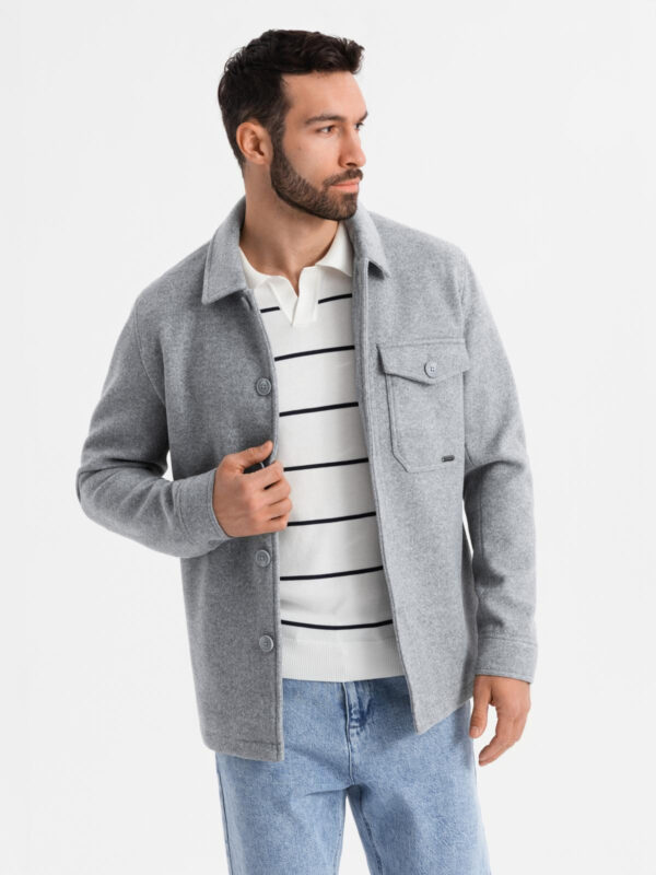 Ombre Men's lightweight fleece jacket with viscose - gray