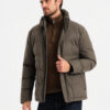 Ombre Men's lightweight jacket with hood and mesh lining - olive