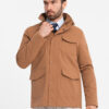 Ombre Men's lightweight jacket with pockets and high collar - brown