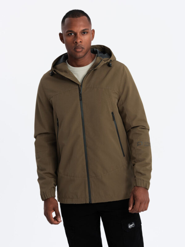 Ombre Men's lightweight storm jacket with hood - brown