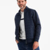 Ombre Men's lightweight unzipped jacket with quilted front - navy blue