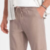 Ombre Men's linen blend short shorts - light brown