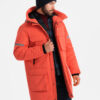 Ombre Men's long insulated jacket with reflective elements - orange