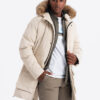 Ombre Men's long parka jacket with flared bottom - cream