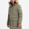 Ombre Men's long parka jacket with flared bottom - dark olive green