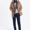 Ombre Men's long parka sherpa jacket - beige