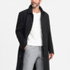 Ombre Men's long single-breasted coat with collar and undercoat - black