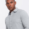 Ombre Men's long sleeve SLIM FIT knit shirt - grey