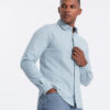 Ombre Men's long sleeve knitted SLIM FIT shirt - blue