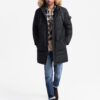 Ombre Men's long warm parka jacket with hood - black