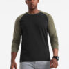 Ombre Men's longsleeve with raglan contrast sleeves - black/olive