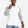 Ombre Men's longsleeve with raglan contrast sleeves - white and gray