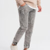 Ombre Men's marbled JOGGERS pants with rubbed edges - gray