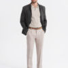 Ombre Men's melange rayon jacket with stand-up collar - black melange