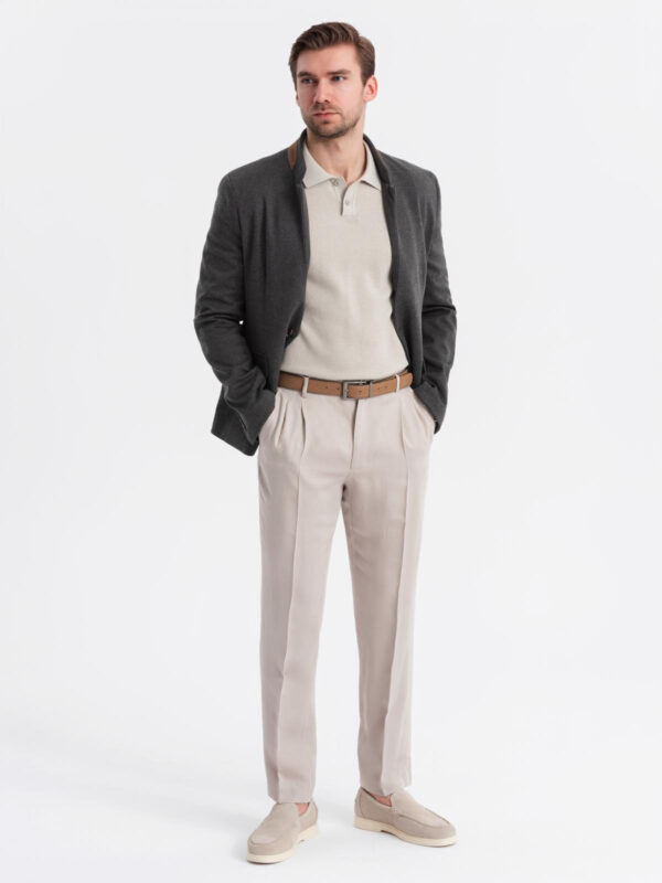 Ombre Men's melange rayon jacket with stand-up collar - black melange
