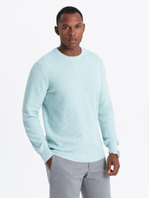 Ombre Men's mélange structured knit sweater - mint Ombre Men's mélange structured knit sweater - mint