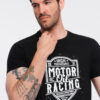 Ombre Men's motorcycle style printed t-shirt - black