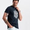 Ombre Men's motorcycle style printed t-shirt - navy blue