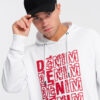 Ombre Men's non-stretch kangaroo sweatshirt with hood and print - white