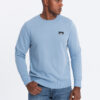 Ombre Men's non-stretch sweatshirt with metal pin - blue