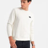 Ombre Men's non-stretch sweatshirt with metal pin - cream