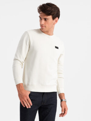 Ombre Men's non-stretch sweatshirt with metal pin - cream Ombre Men's non-stretch sweatshirt with metal pin - cream