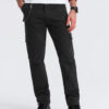 Ombre Men's pants with cargo pockets and leg hem - black