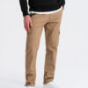 Ombre Men's pants with cargo pockets and leg hem - light brown