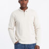 Ombre Men's polo longsleeve with zippered collar - cream