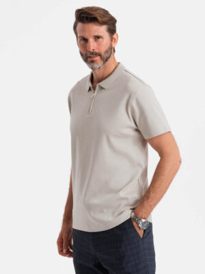 Ombre Men's polo shirt with zippered collar - ash Ombre Men's polo shirt with zippered collar - ash
