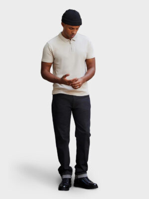 Ombre Men's polo shirt with zippered collar - cream