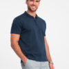 Ombre Men's polo shirt with zippered collar - navy blue