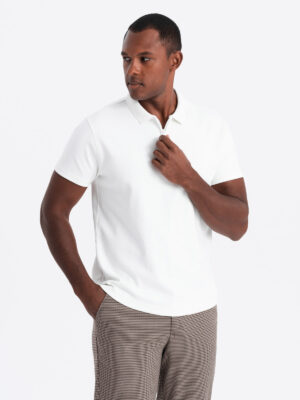 Ombre Men's polo shirt with zippered collar - white Ombre Men's polo shirt with zippered collar - white
